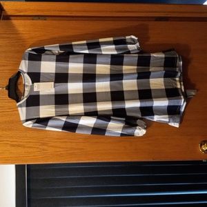 😊tobrief checkered long sleeve shirt dress